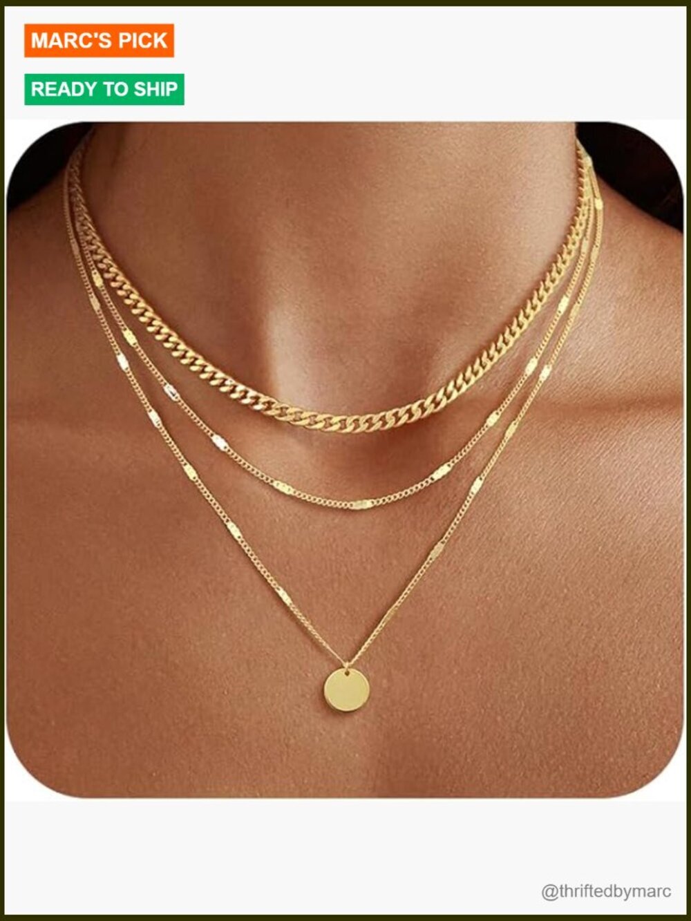 3-Piece Gold Layering Necklace Set Cuban Snake Paperclip Chains 14K Plated